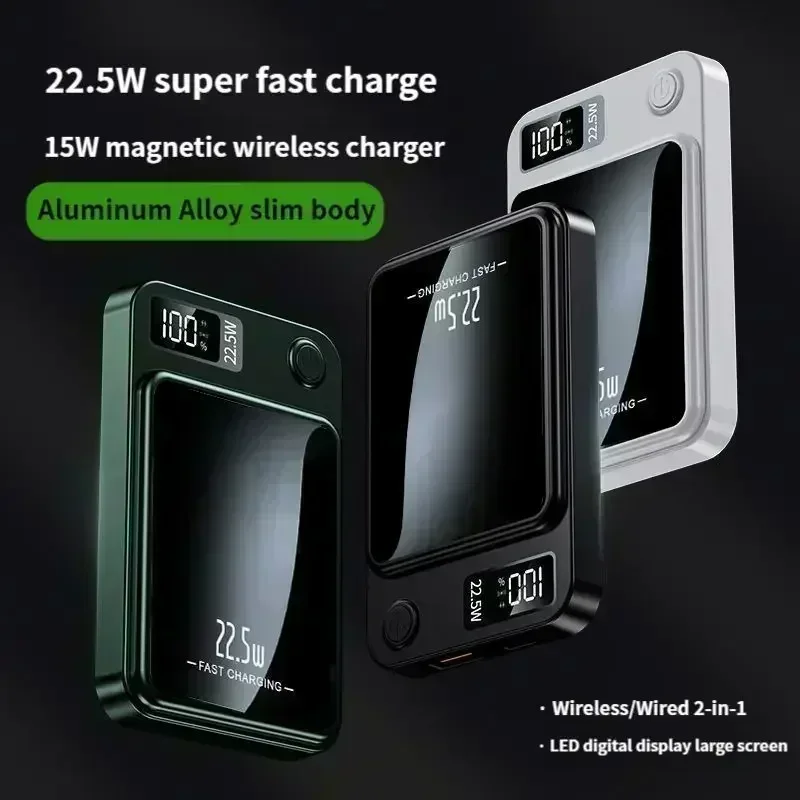 Magnetic Wireless Power Bank Phone Fast Charger for iPhone 15 14 13 12 External Auxiliary Backup Battery Pack 30000mAh 22.5W