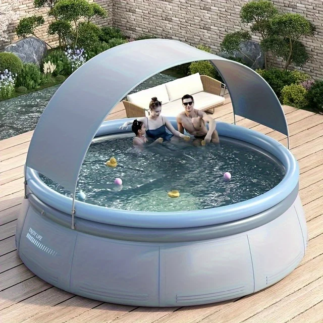 Piscine Gonflable d'Extérieur Durable en PVC Renforcé à 3 Couches, Capacité de 1200 Gallons, Pouvant Accueillir jusqu'à 3 Personnes 1