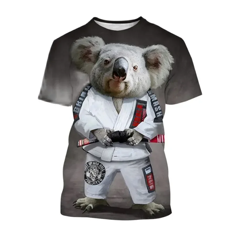 

2023 Summer Brazilian Jiu-jitsu Fan Wrestling Costume Fun Animal 3D Printed T-shirt for Men Plus Size Loose Short Sleeves