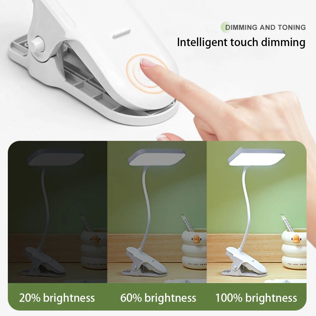 LED 클립형 USB 충전식 책상 램프는 대학생, 기숙사 책상, 침실 독서등으로 적합합니다.