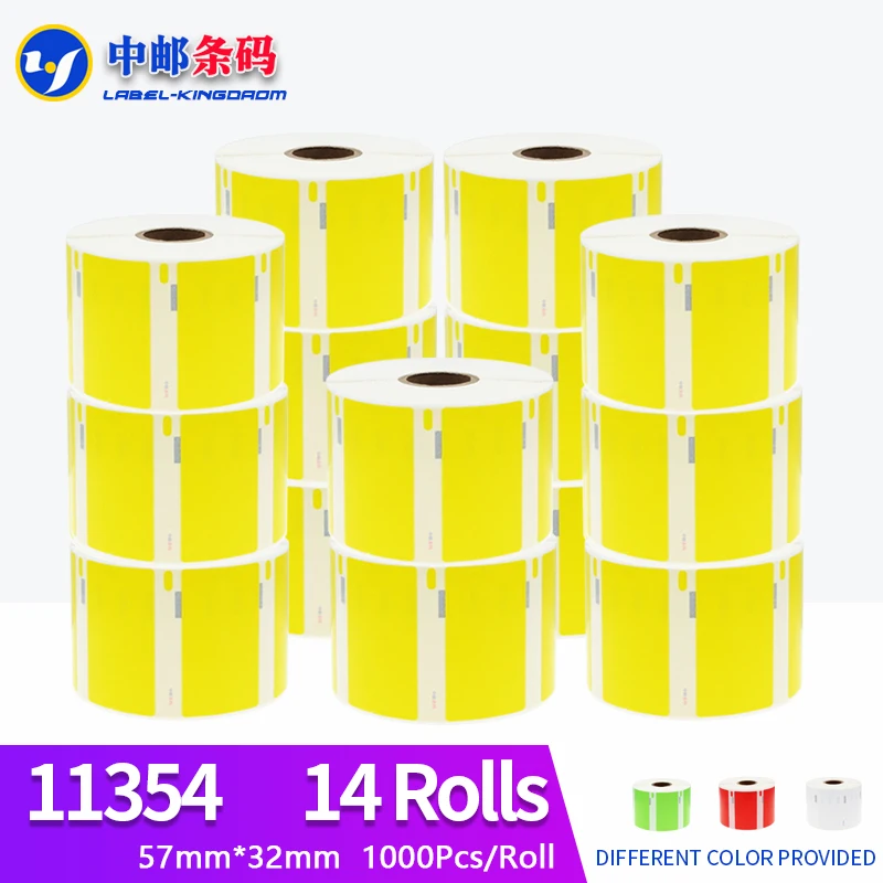 14 Rotoli Dymo Compatibile Giallo 11354 Etichetta 57Mm * 32Mm 1000 Pezzi Per Labelwriter 400 450 450Turbo Stampante Seiko Slp 440 450