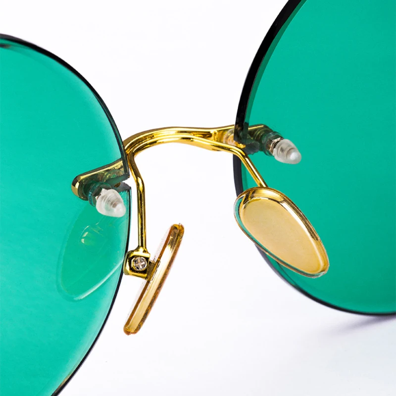 Fashion Classic Rimless Sunglasses Women Men Crystal Dark Green Lens Sun Glasses Retro Round Glasses Outdoor Driving Eyeglasses 4