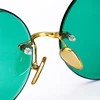 Fashion Classic Rimless Sunglasses Women Men Crystal Dark Green Lens Sun Glasses Retro Round Glasses Outdoor Driving Eyeglasses 4