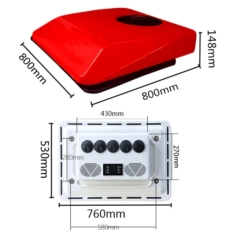 12V/24V Truck Overhead Air Conditioner Integrated Machine Engineering Vehicle Ar Condicionado Modification Inverter DC Refrigera