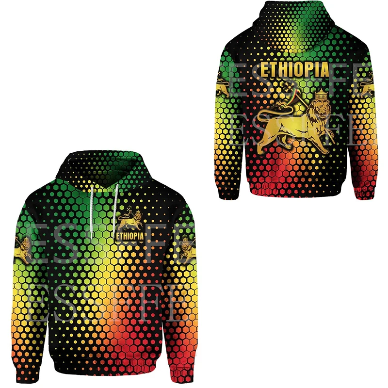 NewFashion Custom Name Ethiopia Lion Africa Country Flag Tribe Tattoo Streetwear 3DPrint Casual Funny Pullover Jacket Hoodies X7