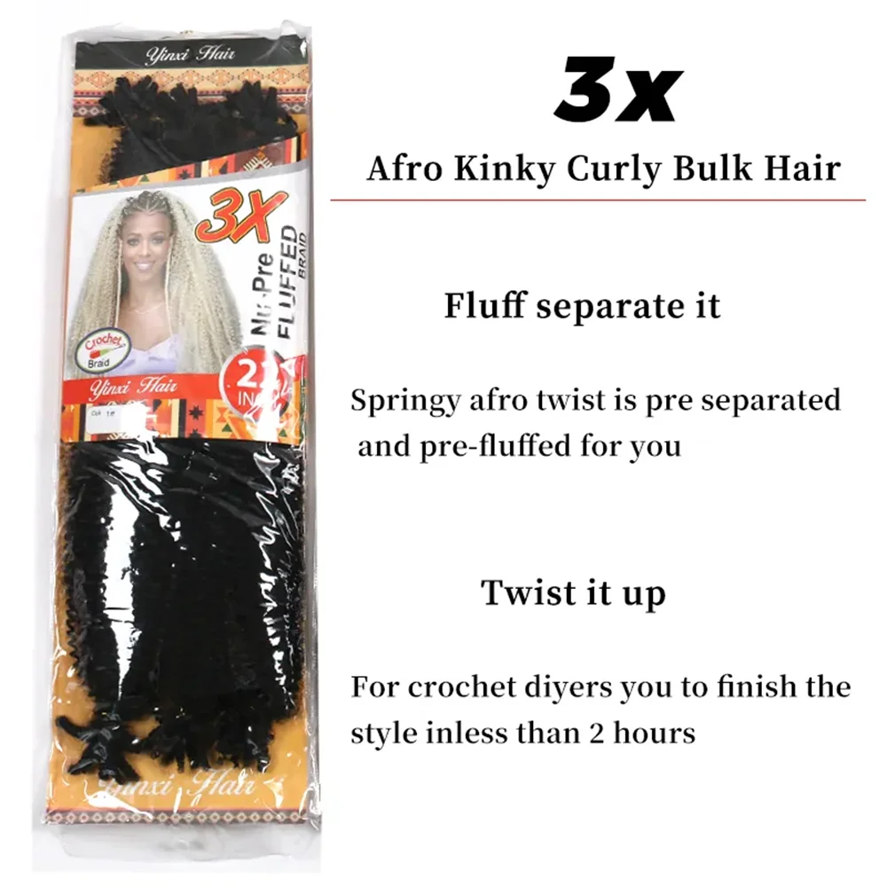 22 Inch Marley Crochet Braiding Hair Pre-Separated Synthetic Hair Extension 1/2/3 Packs Soft Spring Afro Twist Hair For Women