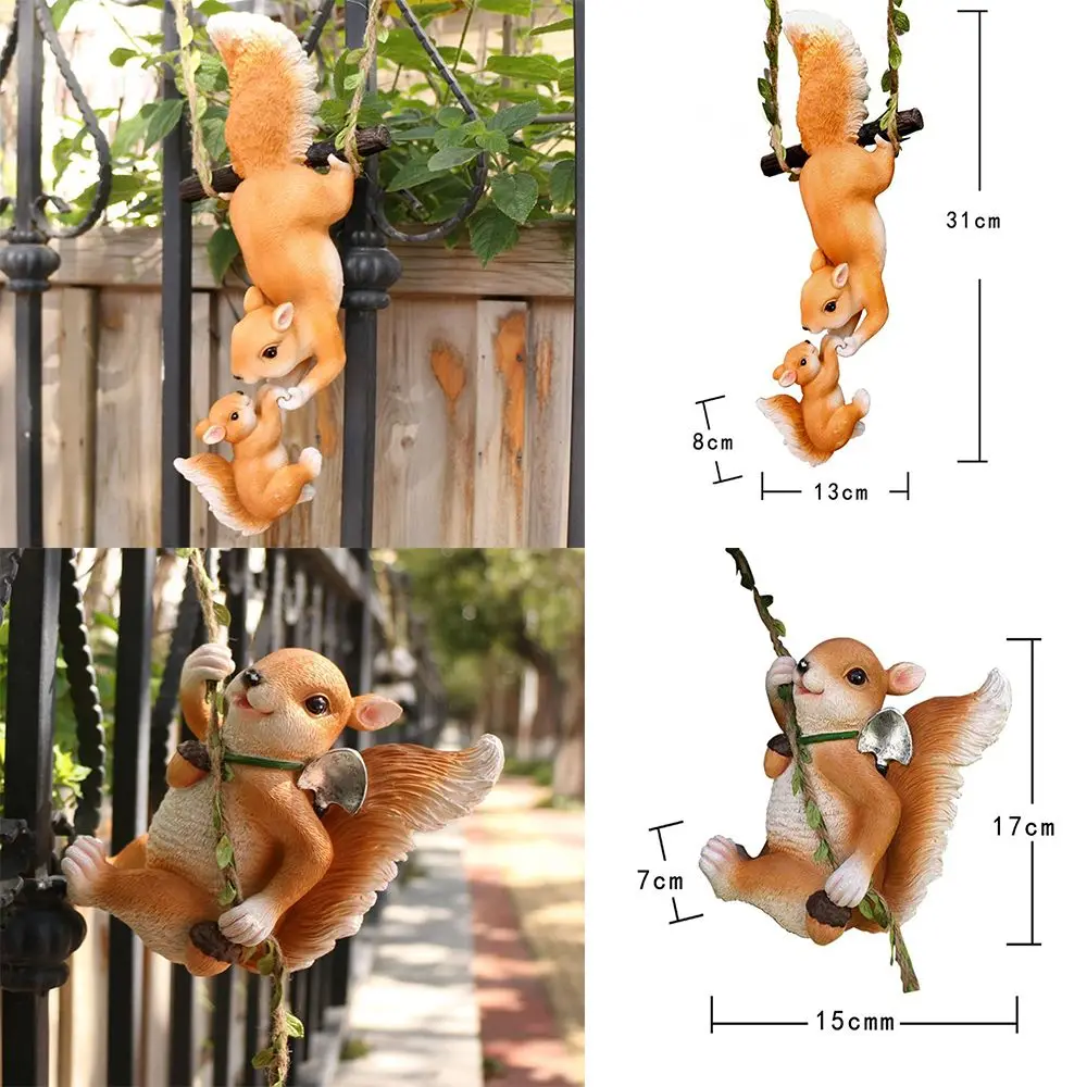

Resin Climbing Rope Squirrel Figurines Cute Interesting Realistic Climbing Squirrel Hanging Ornament Squirrel Yard Decor