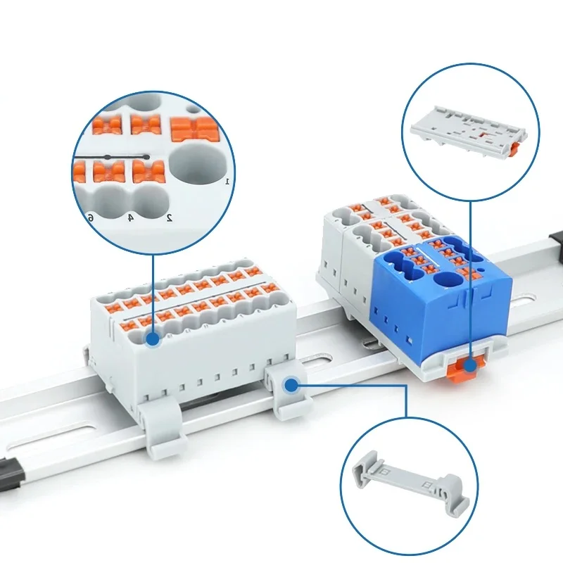 Distribution Block PTFIX 2.5mm&sup2; 2/4/6/7/12/13/18/19 Connection Push-in Electric Power Terminal Block Connector Mount on Din Rail