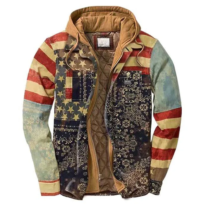 Harajuku Plaid Hooded Zipper warm Coat Long Sleeve Basic Casual Cotton Jackets Men Autumn Winter loose Vintage Shirt Jacket 5XL