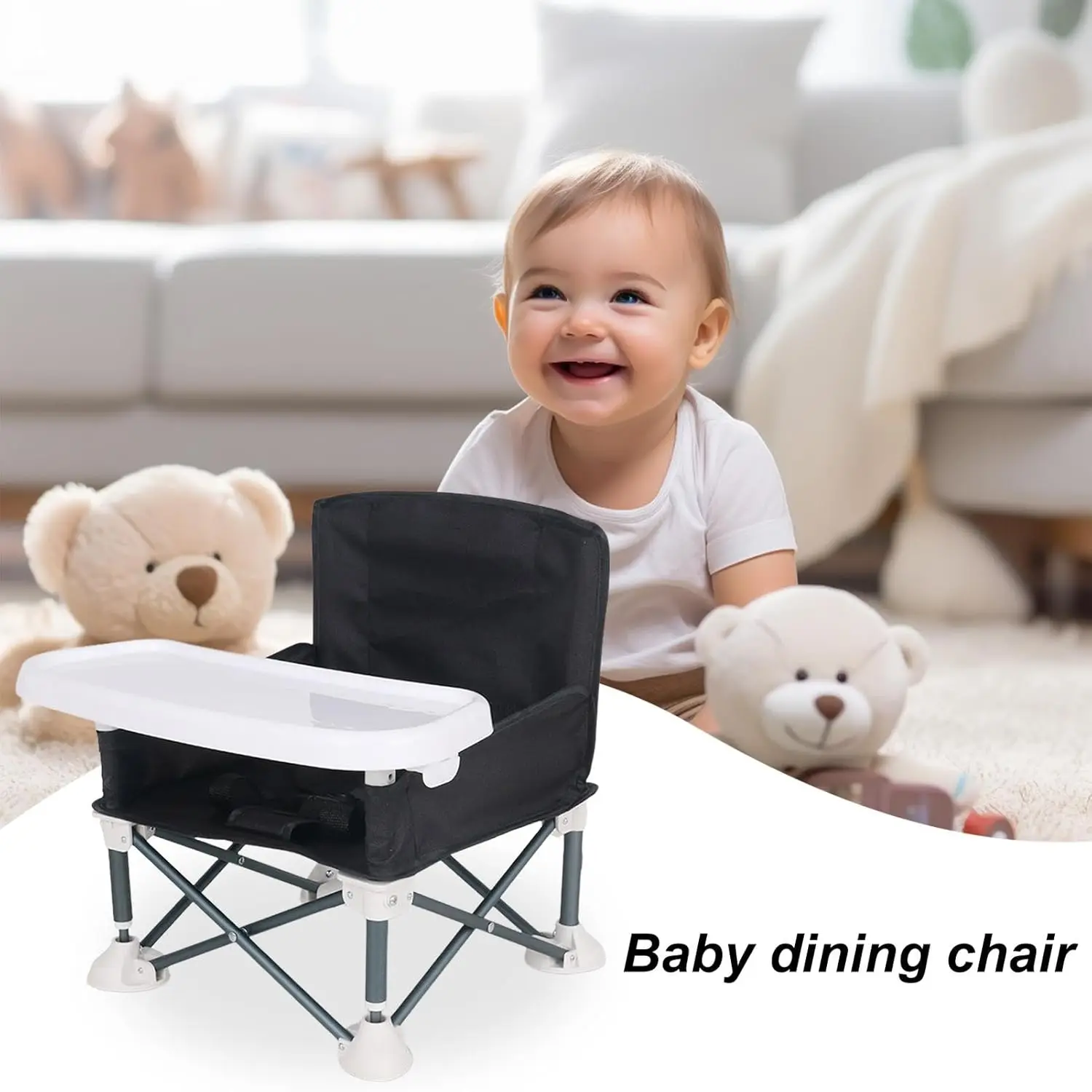 Baby Dining Chair Foldable Portable Baby Chair Dinner Table and Chairs Children Folding Dining Feeding
