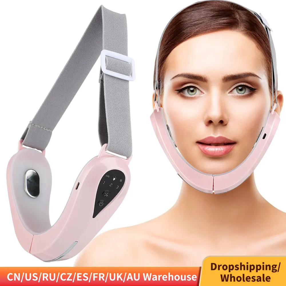 Massaggiatore Facciale Ems V-Line Lift Up Belt Chin Lift Belt Machine Red Light Blue Light Led Face Slimming Vibration Massager