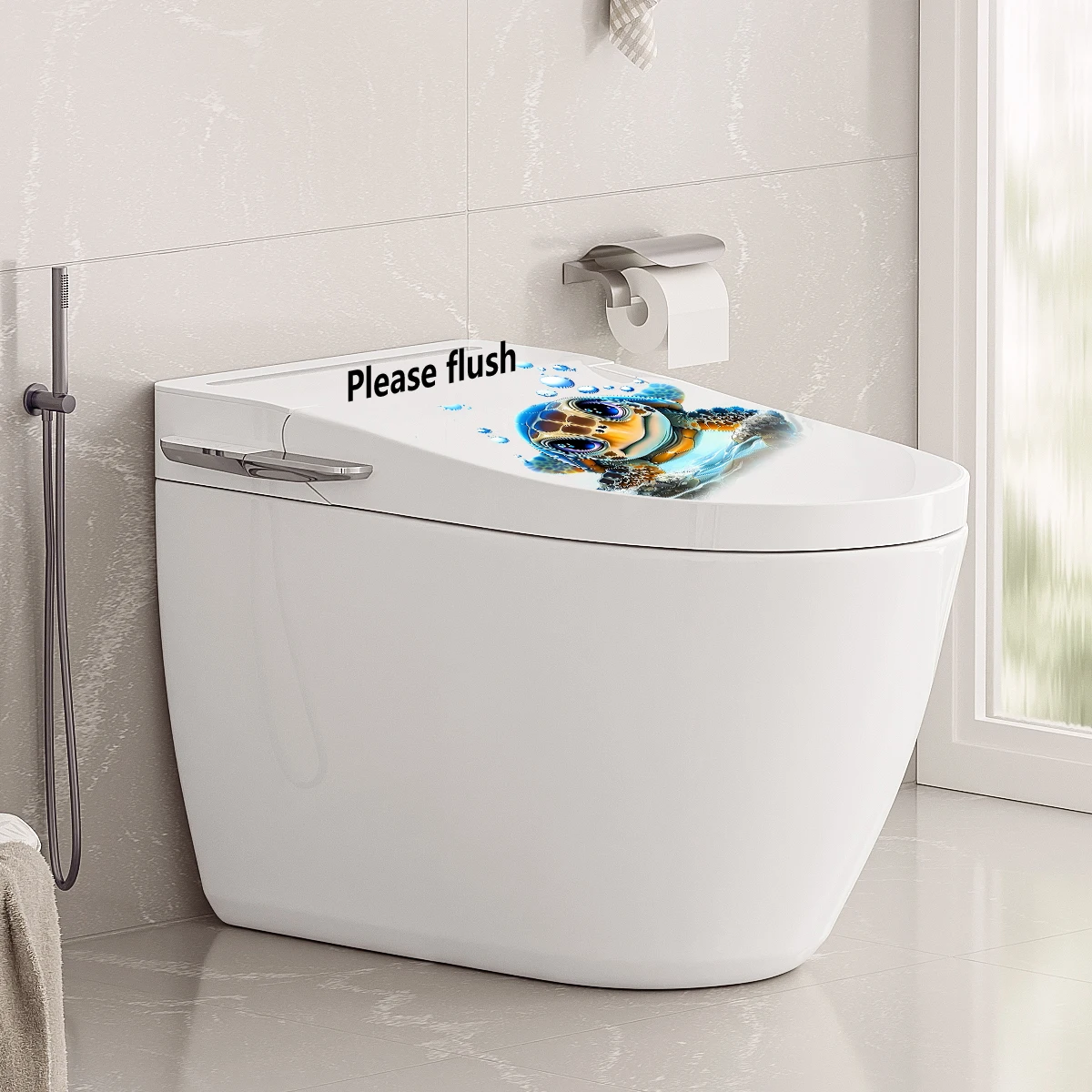 Cartoon Cute Turtle Toilet Stickers Bathroom Toilet Self-Adhesive Stickers