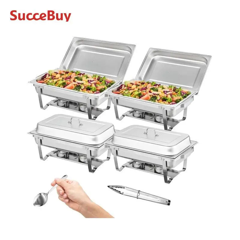 VEVOR 8 Qt 2/4/6 Pack Chafing Dish et Set Stainless Chafer Full Size Pans Rectangle Catering Warmer Server Lid chafing dish set