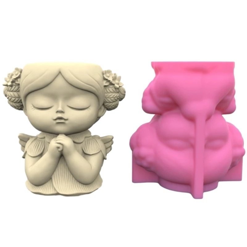 Prayer Girl Pen Holder Flower Pots Silicone Molds Epoxy Resin Mold DIY Succulent