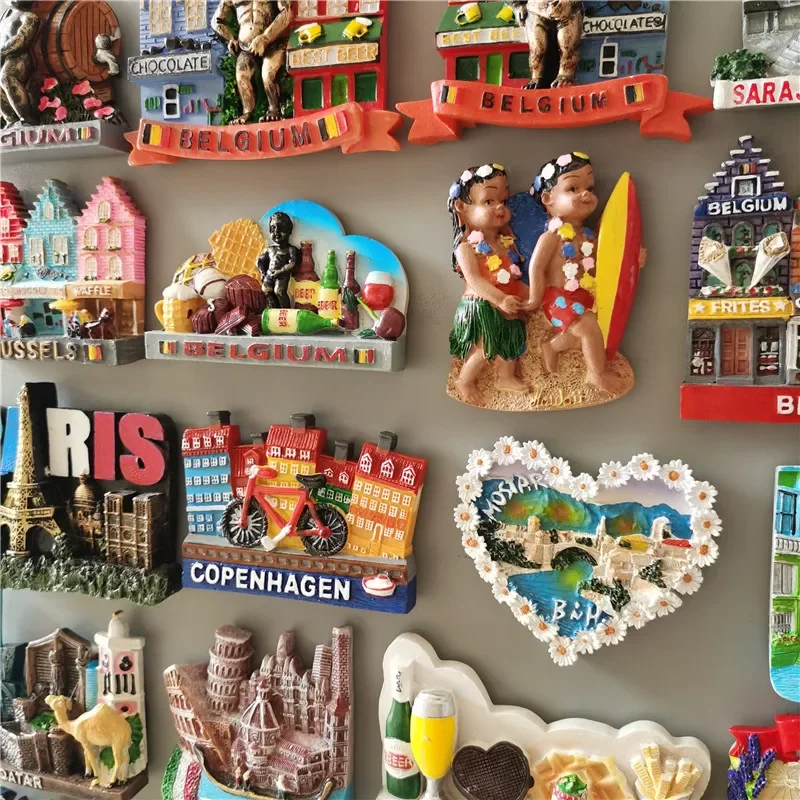 Brussels Belgium Fridge Magnets Sarajevo Hawaii Paris Finland Bosnia Mostar Italy Qatar Scotland Tourist Souvenir stickers Decor magnetic fridge magnets,magnetic sticker,magnetic fridge stickers,refrigerator decor
