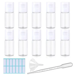 Clear Plastic Travel Bottles with Flip Cap - Portable Containers with Funnel and Labels (10ml white 10pcs)