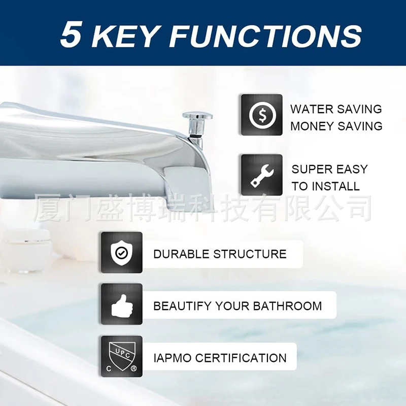 Multi-functional Pull Type Bathtub Faucet Zinc Alloy Durable Bathroom Tub Spout Inside Thread Bathtub Faucet Spout 4