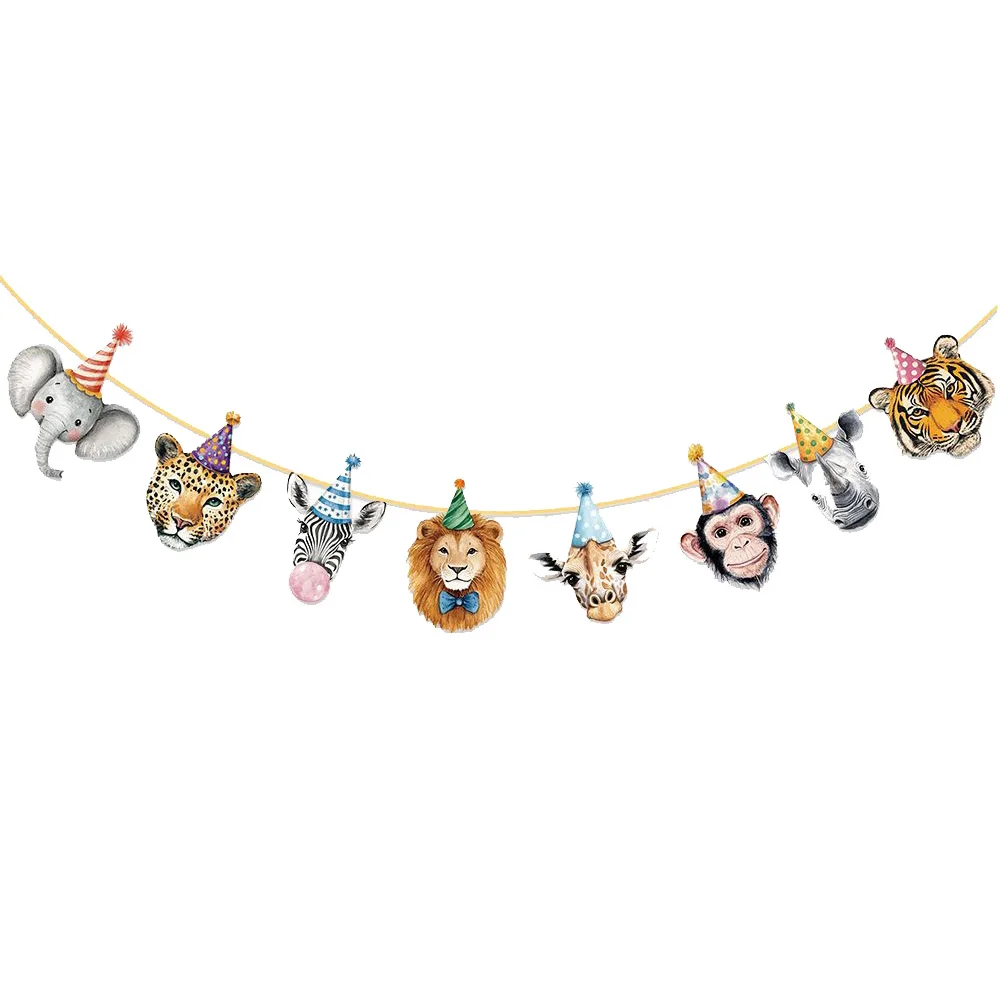 Dschungeltier-Partybanner Girlande Deko Kindergeburtstag Banner Deko Kinder Wild One Dschungel Safari Geburtstagsparty Dekorationsbanner – Detail 2