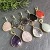 Natural Gemstone Charm Pendant, Obsidian Sunstone Amazonite Amethyst Healing Crystal Charm for Necklace, DIY Jewelry Findings 1