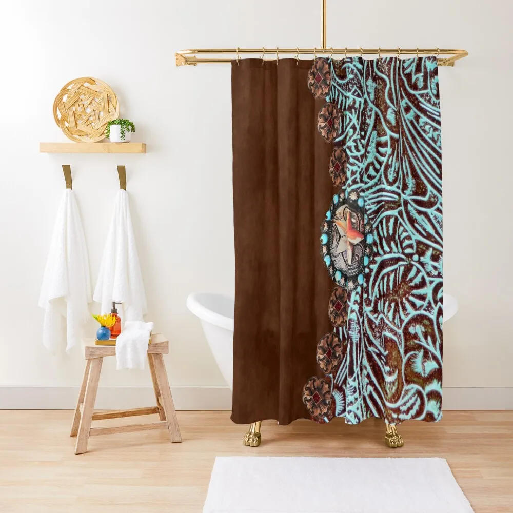 

Primitive cowboy cowgirl western country brown turquoiseShower Curtain Bath Curtains