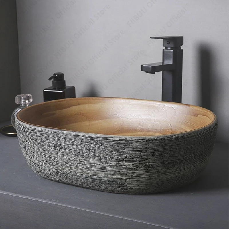 Ceramic Table Sink Porcelain Washbasin Above Counter Vanity Bowl Art Basin Countertop Vessel Sink For Bathroom Balcony Lavatory 2