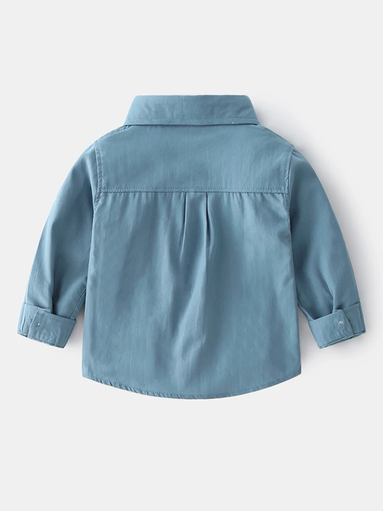 Kids Shirts 2-8Y Toddler Boys Cotton Spring Autumn Lapel Long Sleeve Shirt