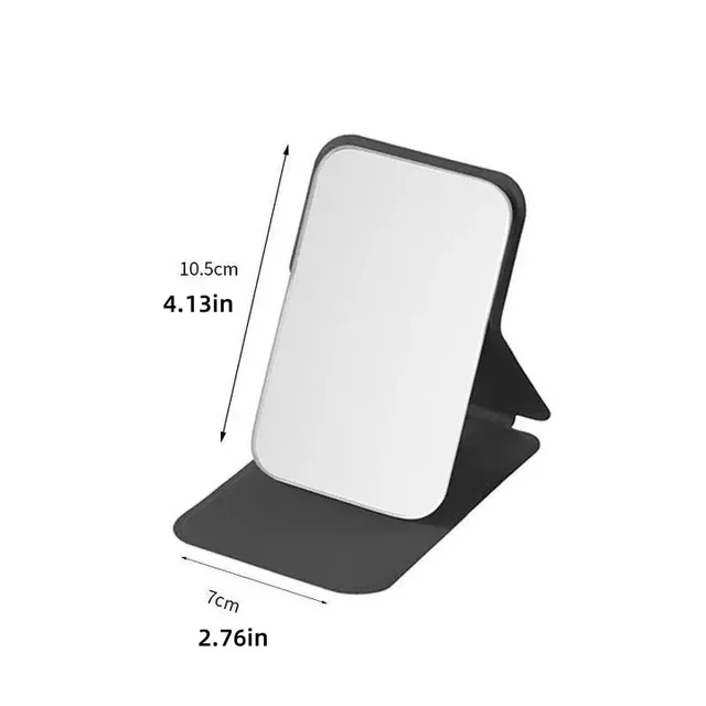 Miroir de maquillage de bureau en cuir PU, simple, portable, pliable, compact, mignon, pour étudiant 6