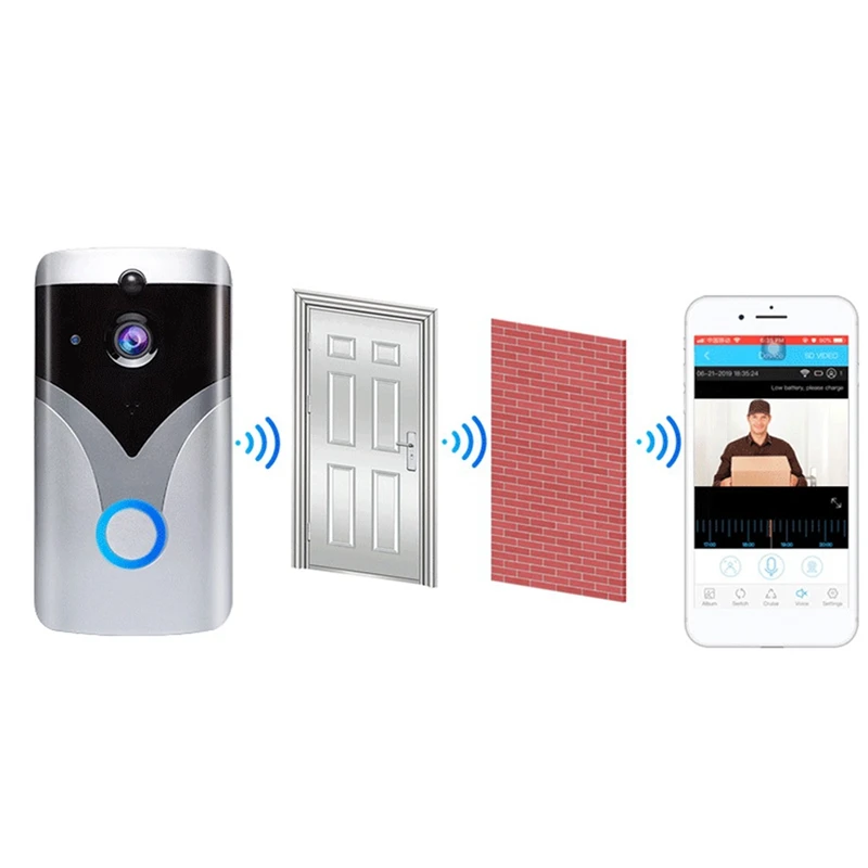 HD sem fio inteligente vídeo campainha, à prova d\'água, 720P, visão noturna, WIFI, câmera para IOS, Android