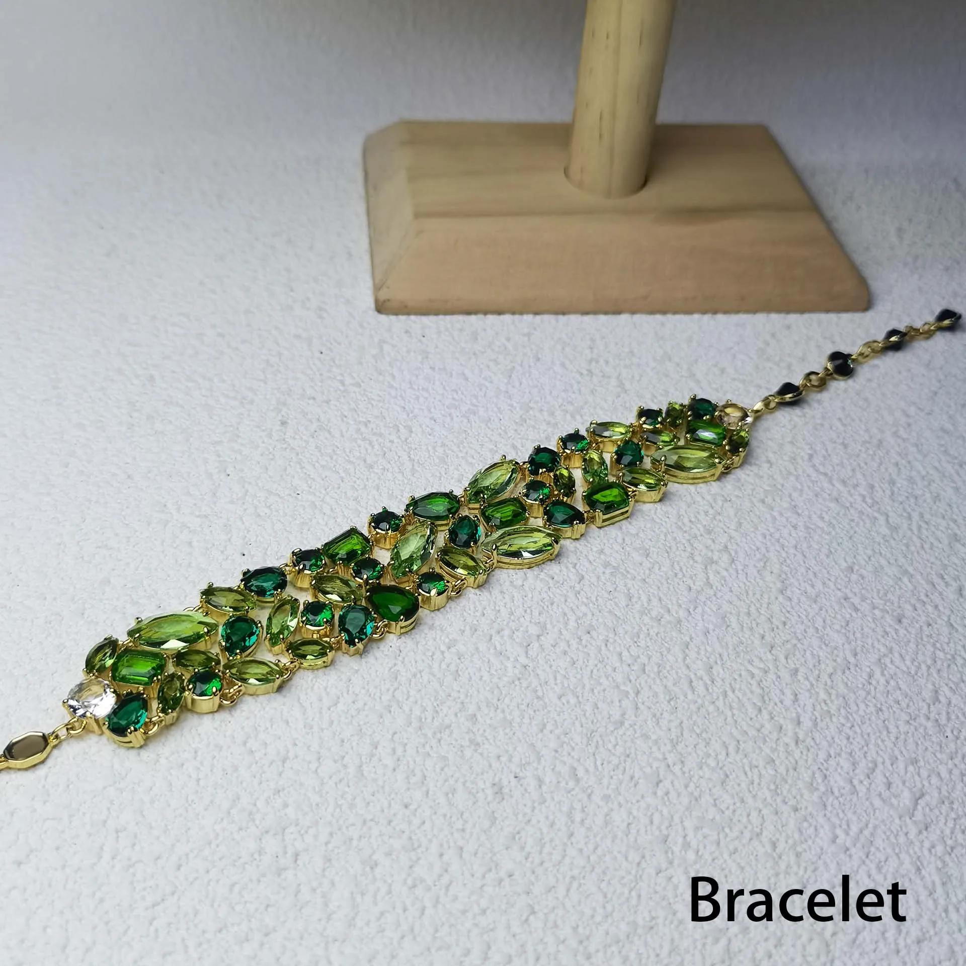 2025 Luxury Brand Shiny Yellow Candy Jewelry Set Charming for Women Green Crystal Necklace Earrings Bracelet Romantic Gift 6