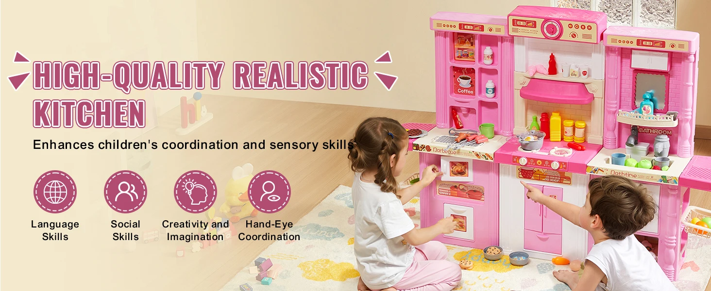 set cucina giocattolo con accessori per bambini