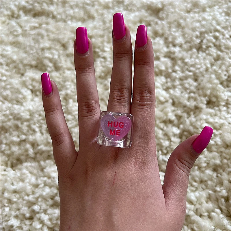 Finger ring Jewelry accessories Korean Heart Love Letters Resin Rings For Women Egirl Party Harajuku Y2K EMO Jewelry Gifts Accessories
