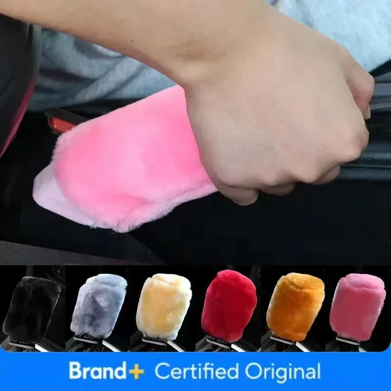 2Pcs Shift Knob Cover Handle Plush Sleeve Internal Shift Collar Soft and Warm Handbrake Car Handbrake Grip Cover in Winter