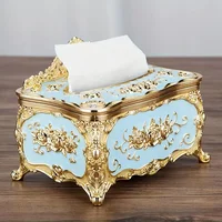 European Style Tissue Box, High-end Hotel Restaurant Napkin Extraction Box, Living Room Desktop Paper Extraction Storage Box 2