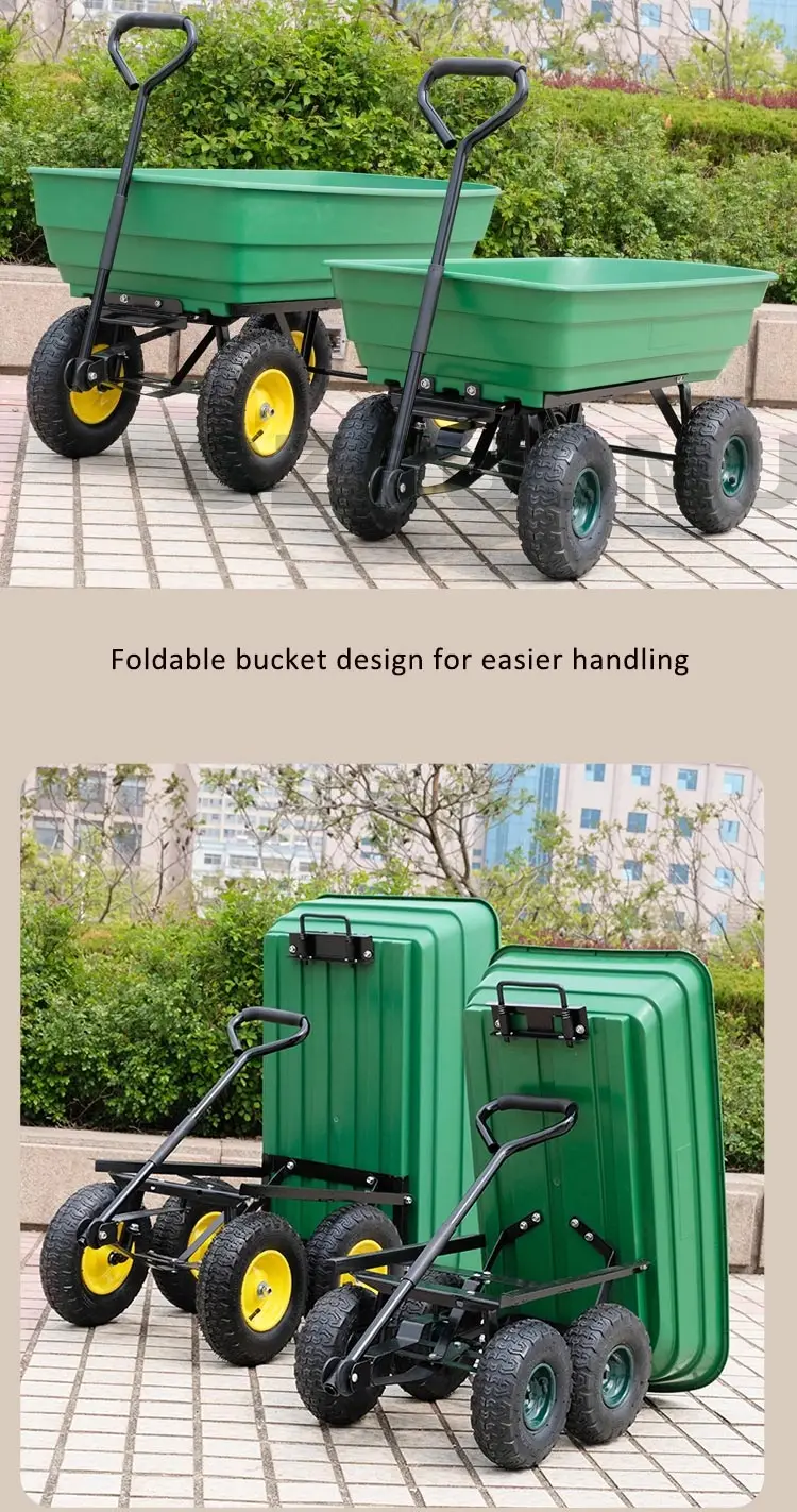 75kg Capacity Garden Cart Heavy Duty Utility Lawn Yard Dump Cart Wagon Carrier w