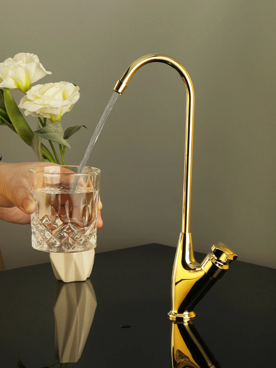Shiny Polished Golden Kitchen Purifier Faucet Gold Filter Drinking Tap