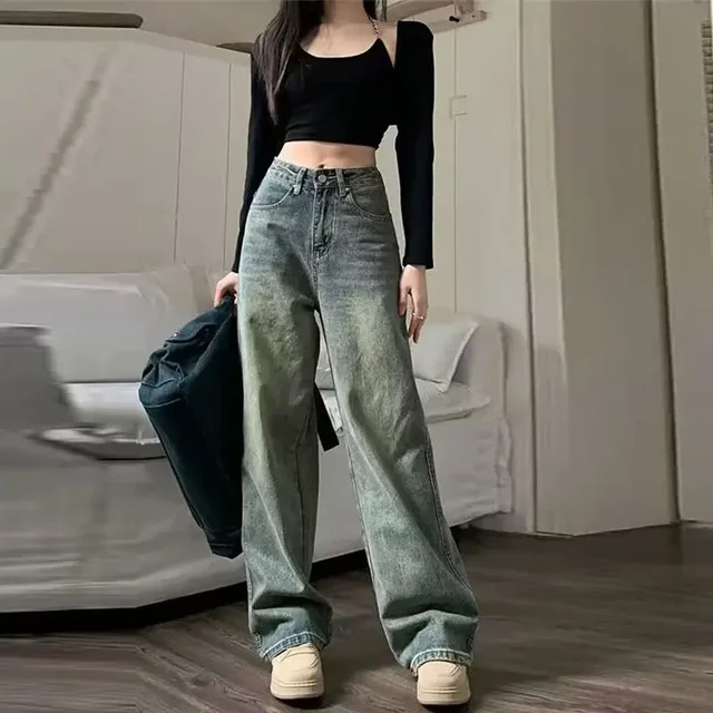 Jean amincissant taille haute Vintage, Style américain, bas de cloche décontracté, pantalon Long polyvalent à jambes droites pour femmes 2