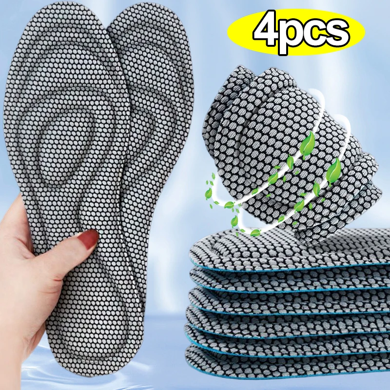 thumbnail image 4 of Plantillas de espuma viscoelástica para hombre y mujer, 2 o 4 unidades, transpirables, antibacterianas, desodorizantes, con absorción de sudor, para correr, 4 of 5