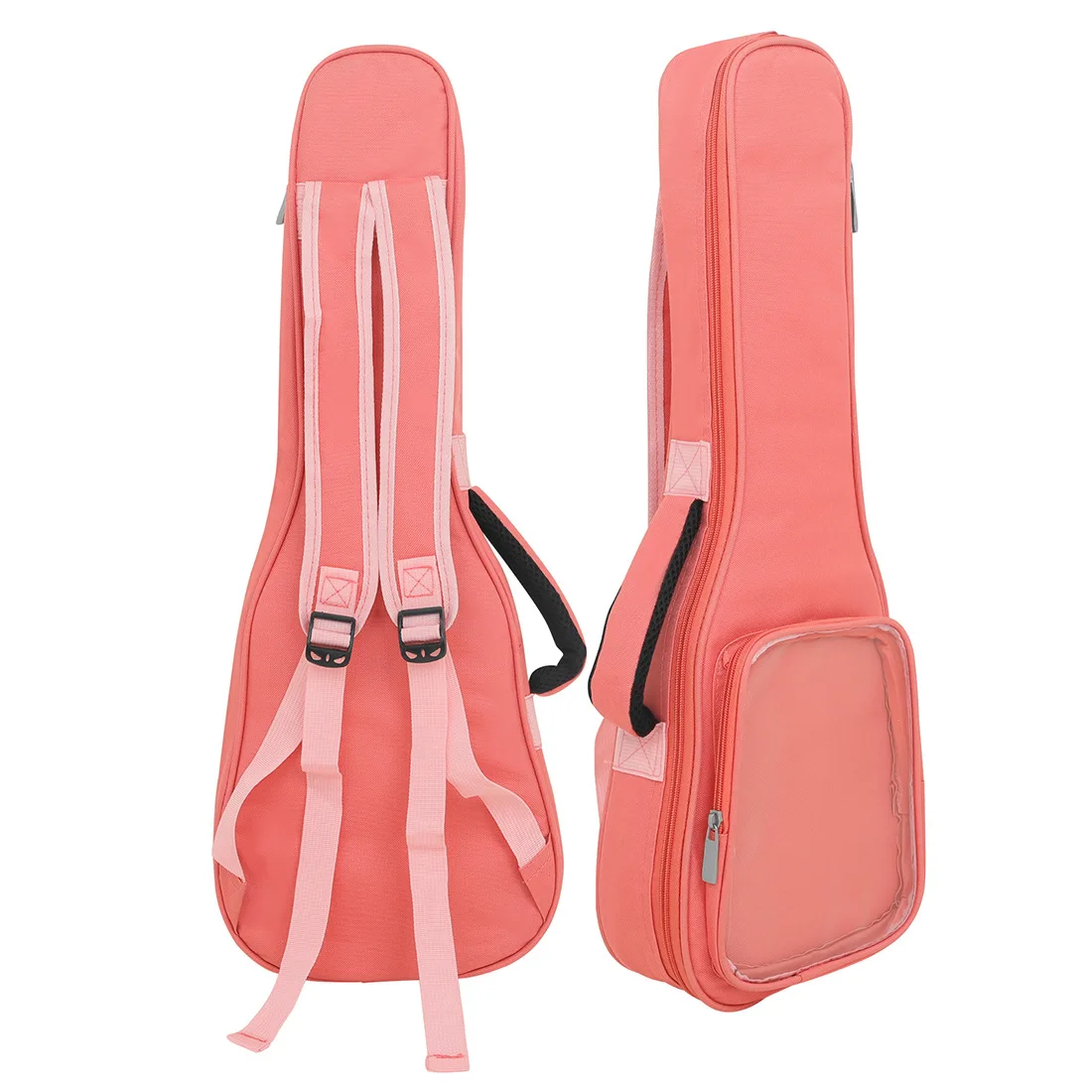 23 Inch Ukulele Gig Bag Case Black Portable Cotton Soft Ukelele Concert Bag Waterproof Shoulder Belt Backpack