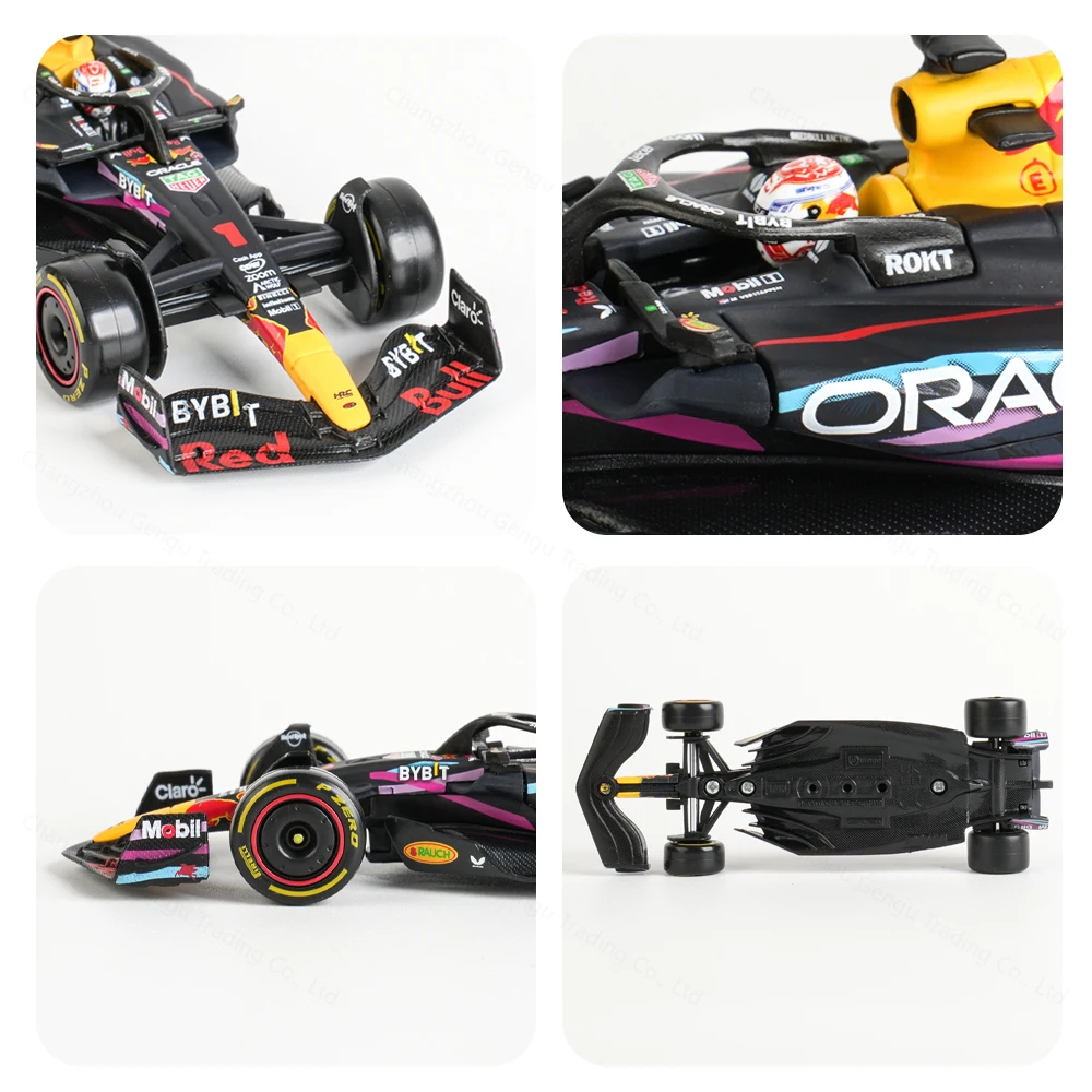 Bburago 1:43 레드 불 2023 마이애미 F1 레이싱 RB19 다이 캐스트 차량 모델, 포뮬러 레이싱 카 장난감, 아크릴 박스