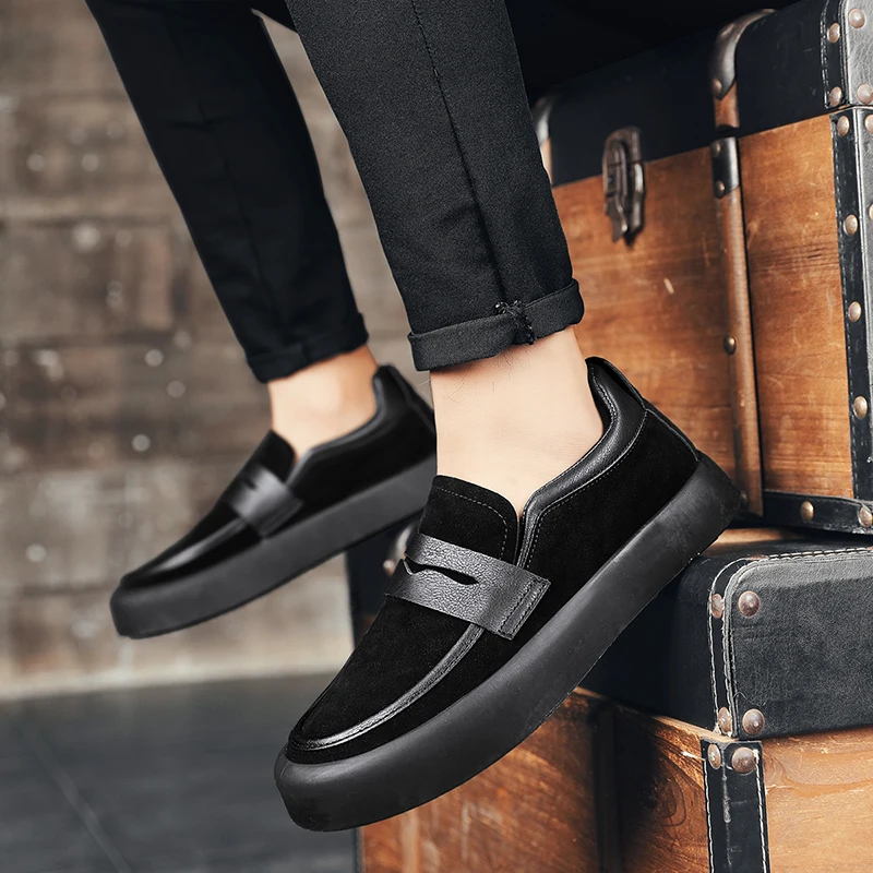 Fashion Platform Men Casual Shoes Spring Outdoor Soft-soled Comfortable Men Shoes Trendy Low-top Slip-on Walking Shoes for Women