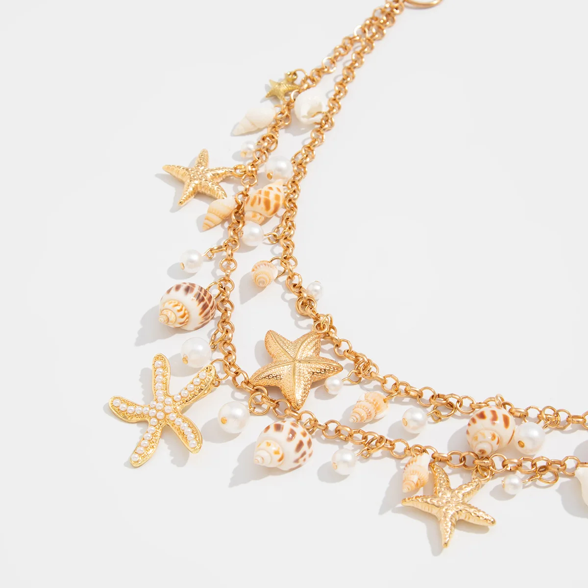 Beach Sexy Pearl Conch Pendant Gold Plated Waterproof Starfish Shell Waist Belly Belt Chain Bikini Festival Rave Body Jewelry