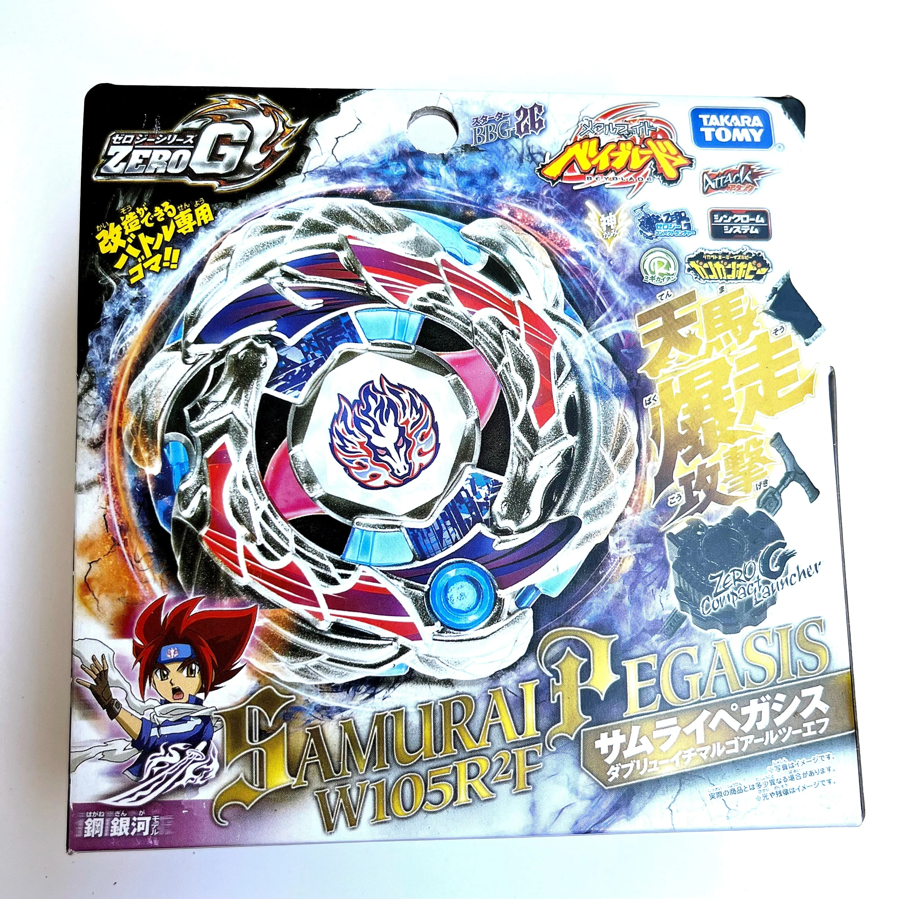 

Takara Tomy Beyblade Metal Battle Fusion Top BBG26 ZERO G SAMURAI PEGASIS W105R2F with CONPACT LAUNCHER