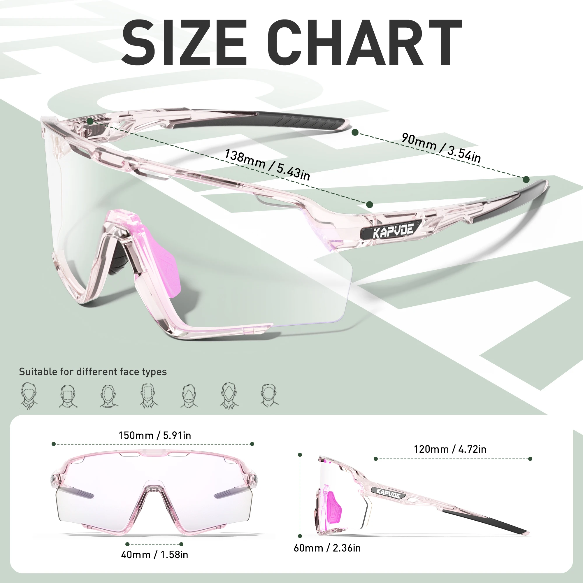 Photochromic Cycling Sunglasses Men Women Outdoor TR90 Frame Sports Bicycle Glasses UV400