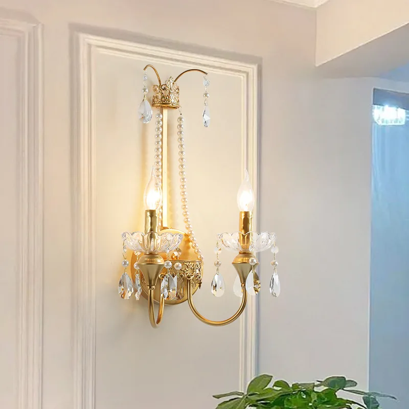 

Golden Crystal Wall Lamp Living Room Background Wall Decoration Corridor Bedroom Headboard Retro Wall Light