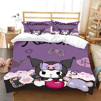 Cute Kuromi Bedding Sets Melody Comforter Bed Cover Duvet Cover Pillow Case 2-3 Pieces Sets Single/Double/Queen/King Size 2
