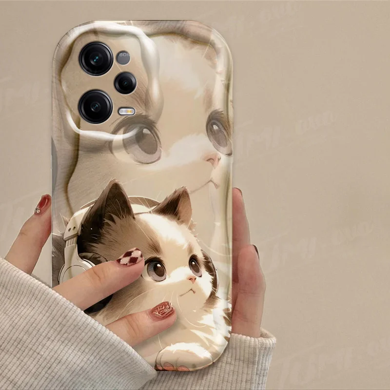 Jolie coque de téléphone avec motif de chat musical 3D pour Xiaomi Redmi 12 12C 12R 11A 13C 10 10C 10X 9 Power 9A 9C 9T 8 K70E K70 K60 K50 Pro_voghion.com