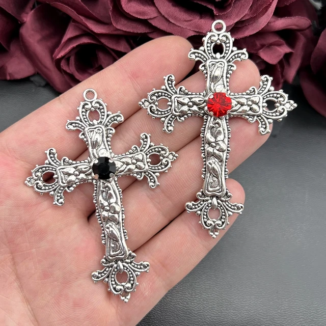 8pcs 48*22mm Alloy Enamel Gothic Satan Cross Witch Charms Pendant Designer  Charms Fit Jewelry