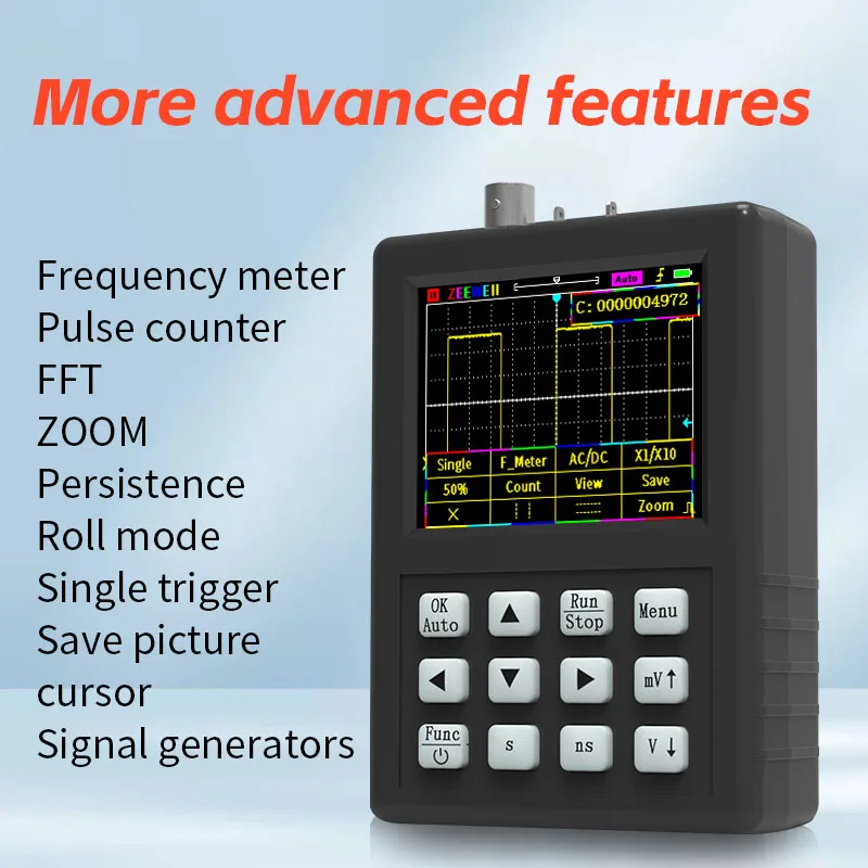 ZEEWEII DSO1C81 2.8 Inch Handheld Digital Oscilloscope 100M Bandwidth Oscilloscope Signal generator 3