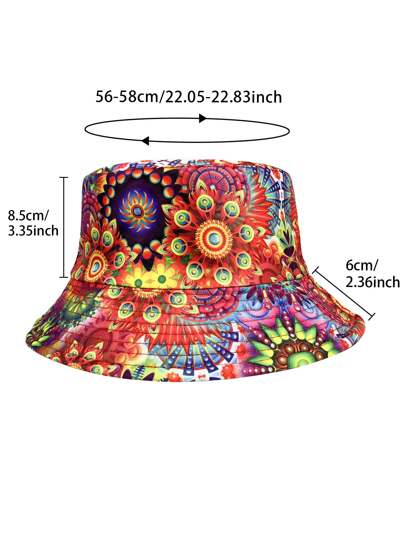 Sonnenblumen-Bucket-Hut im europäischen und amerikanischen Stil, 3D-Druck + klassisches Schwarz, beidseitig tragbar, geeignet für alle Jahreszeiten, Sonnenschutz, leicht und faltbar, ideal für Freizeitkleidung im Freien und Strandurlaube. – Detail 3