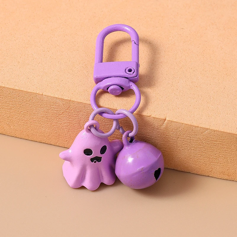 Cartoon Halloween Ghost Bell Schlüssel bund für Auto Schlüssel Festival Geschenke für Frauen Männer Handtasche Anhänger Schlüssel ringe DIY Zubehör – Detail 5